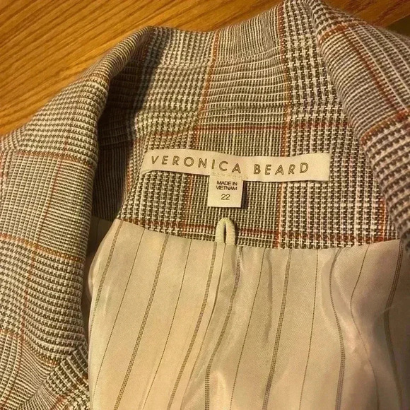 VERONICA BEARD Dickey Blazer Jacket Plus Size 22 Gray Plaid NEW Cutaway Cotton - Picture 3 of 6